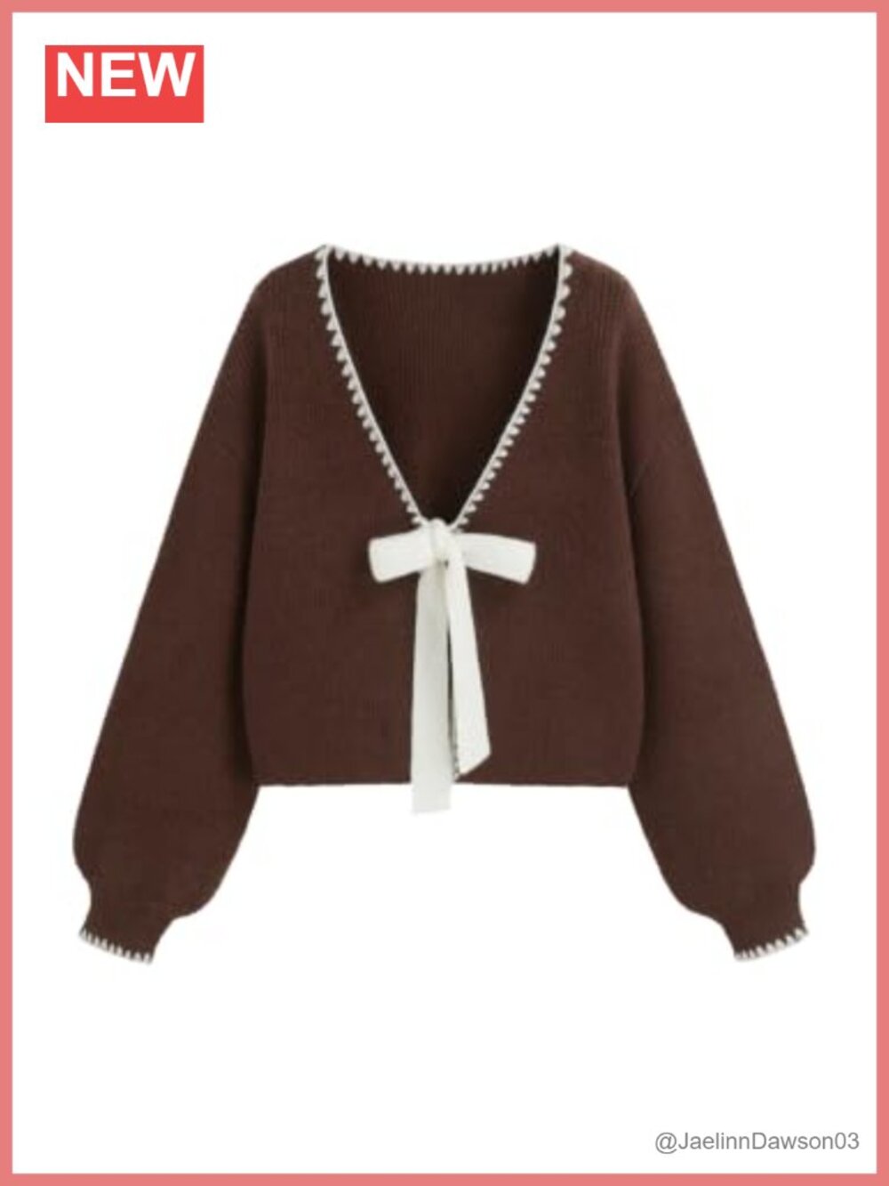 Tie Front Bow Cropped Knit Bolero Cardigan with Contrast Trim